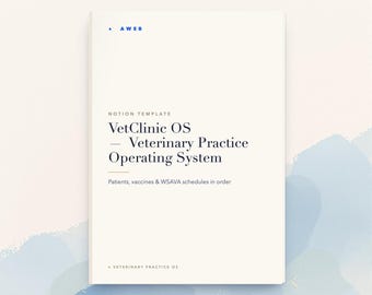 Veterinärmedizin Notion Template, Vet-Praxis OS, Patienten Impf- und Rückruf-Tracker, Eingriffs-Preisbuch, Sofort Download