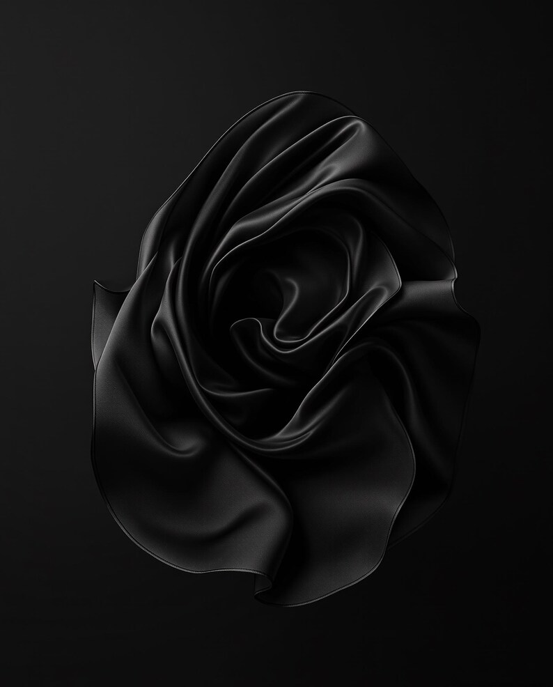 Zestaw 8 czarnych jedwabnych grafik ściennych Stillwind, rzeźbiarskie abstrakcyjne wydruki artystyczne, ciemna minimalistyczna monochromatyczna dekoracja, pobieranie cyfrowe zdjęcie 4