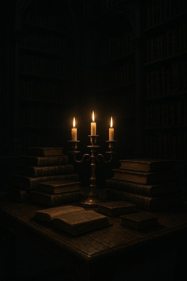 Dark Academia Wall Art Set of 12, Gothic Library Candlelit Prints, Moody Book Lover Fine Art, Harry Potter Aesthetic Download image 7