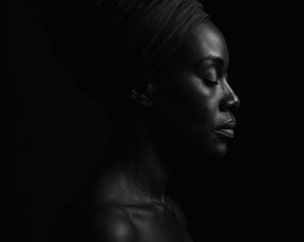 Black Woman Wall Art Set of 12, Fine Art Portrait Photography, Black & White Sculptural Prints, Elegant Home Decor, Digital Download
