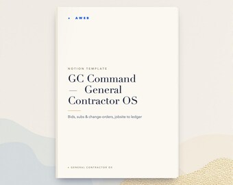 General Contractor Notion Template, GC Business OS, Job Bid Subcontractor and Change-Order Tracker, Construction CRM, Instant Download