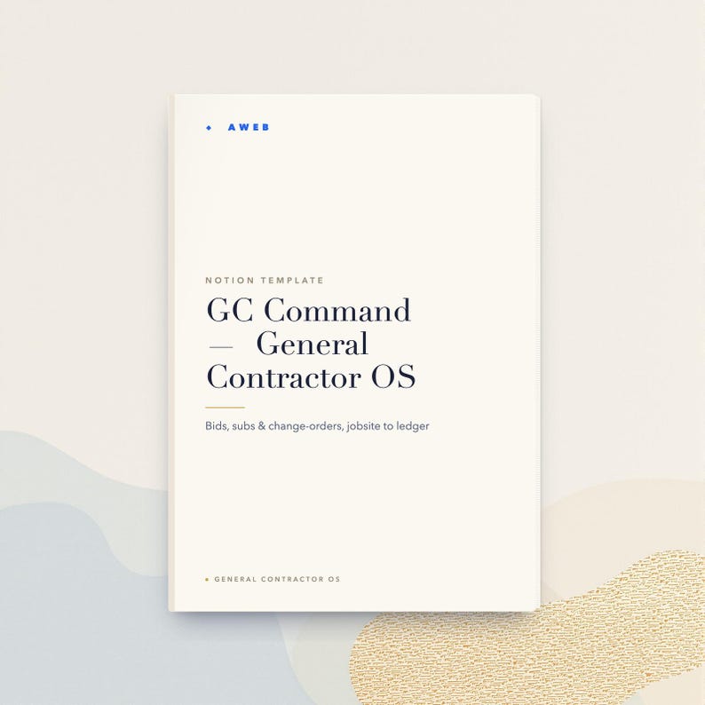 Plantilla de Notion para contratistas generales, GC Business OS, seguimiento de subcontratistas, licitaciones y órdenes de cambio, CRM para la construcción, descarga instantánea. imagen 1