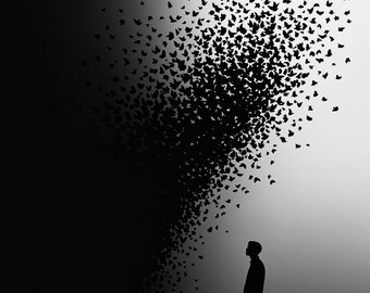 Surreal Wall Art Set of 12, Dark Dreamlike Black & White Prints, Moody Dali Magritte Style Fine Art, Gallery Set, Digital Download