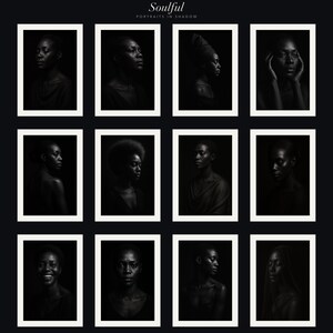 Black Woman Wall Art Set of 12, Fine Art Portrait Photography, Black & White Sculptural Prints, Elegant Home Decor, Digital Download image 10