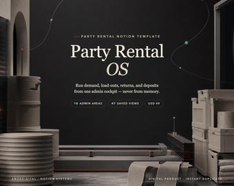 Party Rental Notion Template, Event Rental Business Tracker, Inventory Booking Deposit & Return CRM, Order Dashboard, Instant Download
