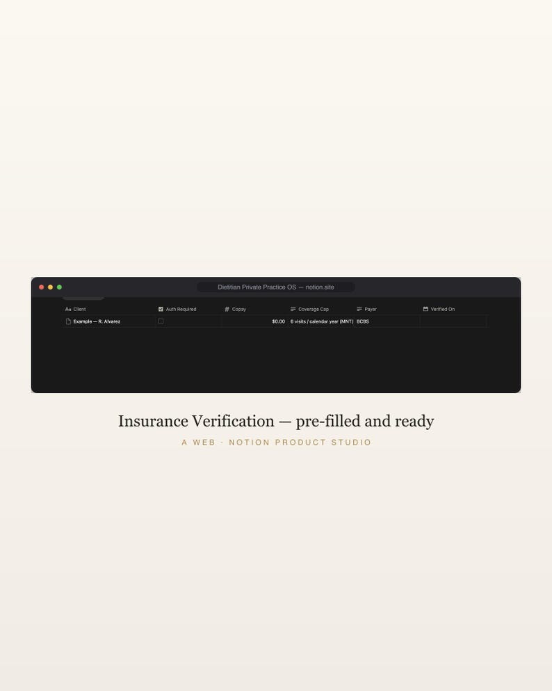 Dietitian Notion Template, Private Practice CRM, Client & Superbill Tracker, Nutrition MNT Billing, Insurance, RD Toolkit, Instant Download image 6