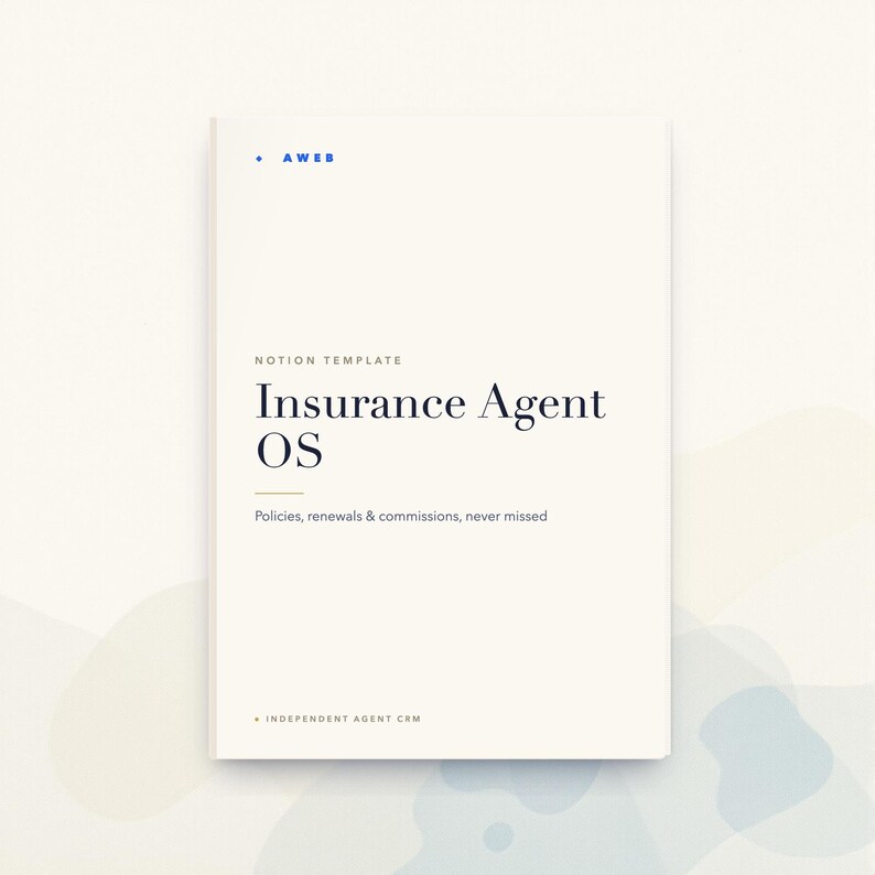CRM para agentes de seguros Notion, seguimiento de pólizas y renovaciones, gestor de clientes para agentes independientes, seguimiento de comisiones, descarga instantánea. imagen 1