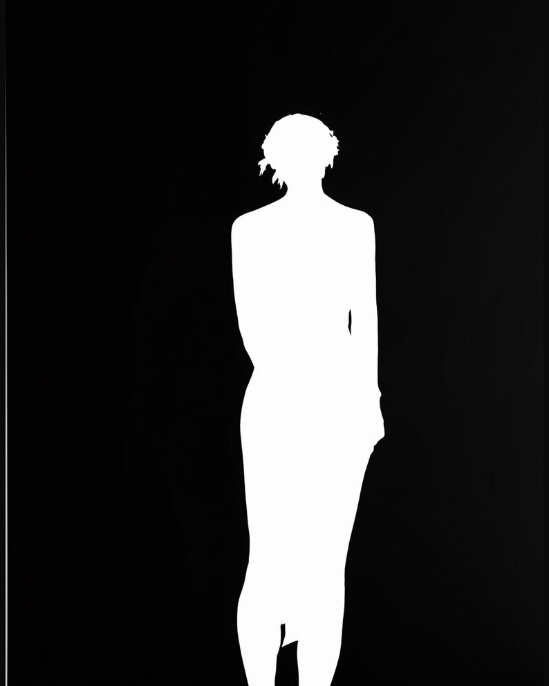 The Unpainted Figure Art Set of 8, Black and White Silhouette Wall Art, Minimalist Nude Figure Prints, Modern Digital Download image 3