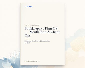 Bookkeeper Notion Template, Bookkeeping Firm OS, Month-End Close and 2026 Tax Calendar, Accounting Business, Instant Download