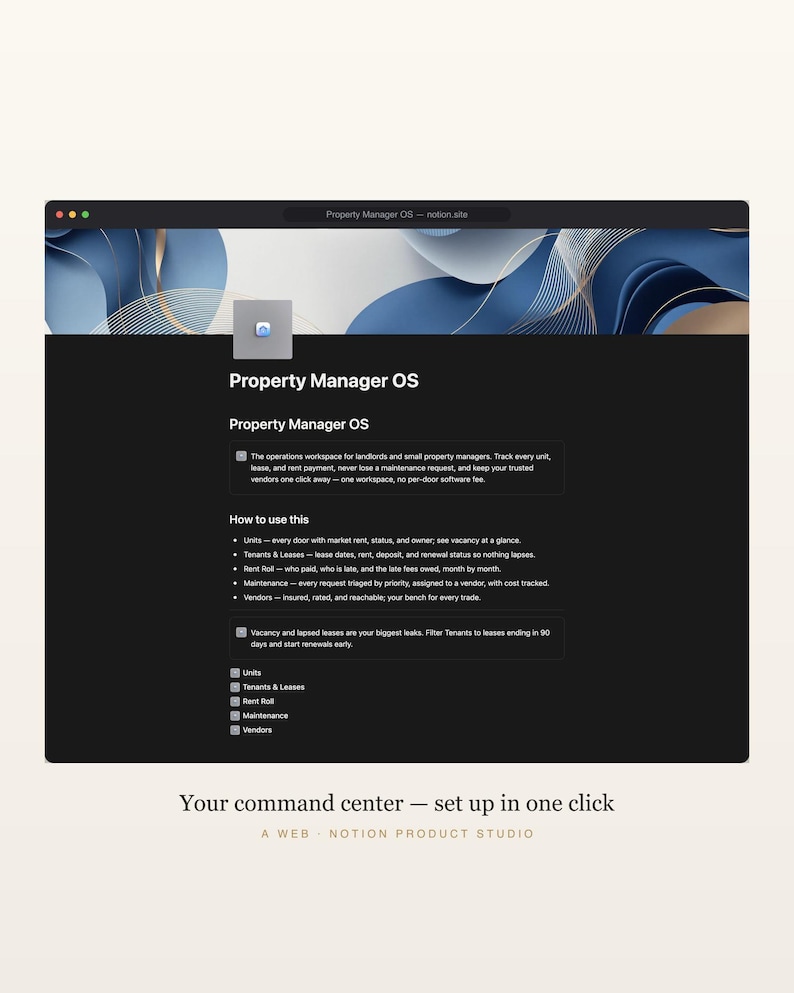 Property Manager Notion Template, Rent Roll & Lease Tracker, Landlord Property Manager, Maintenance and Tenant Tracker, Instant Download image 2