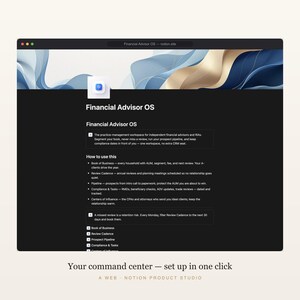 Notion crm, Kunden- und AUM-Tracker, RIA Meditationsplaner, Bewertungs- und Standard-Tracker, Adviser Toolkit, Sofort-Download Bild 2