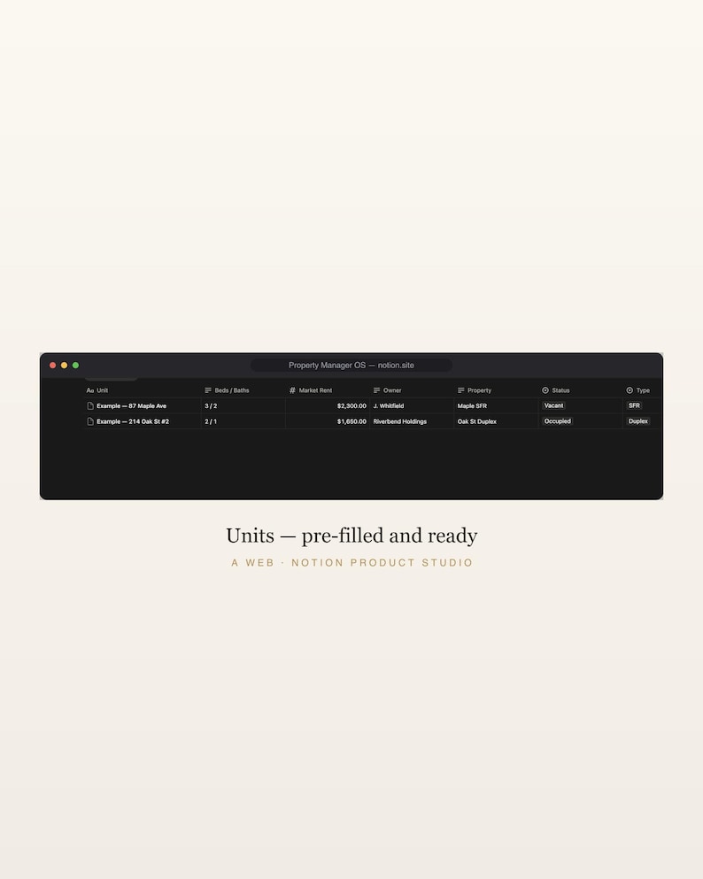 Property Manager Notion Template, Rent Roll & Lease Tracker, Landlord Property Manager, Maintenance and Tenant Tracker, Instant Download image 3