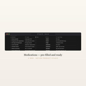 Sjabloon voor IVF-begrippen, tracker voor vruchtbaarheidsbehandelingen, planner medicatieprotocol en monitoring, kosten- en FSA-tracker, directe download afbeelding 3