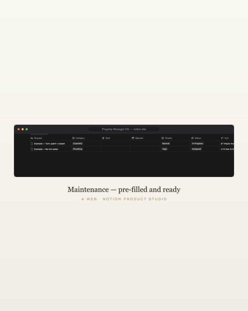 Property Manager Notion Template, Rent Roll & Lease Tracker, Landlord Property Manager, Maintenance and Tenant Tracker, Instant Download image 6