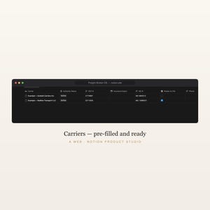 Freight Broker Notion Template, Carrier & Load Tracker, Trucking Dispatch CRM, FMCSA Compliance and Margin Tracker, Instant Download image 3