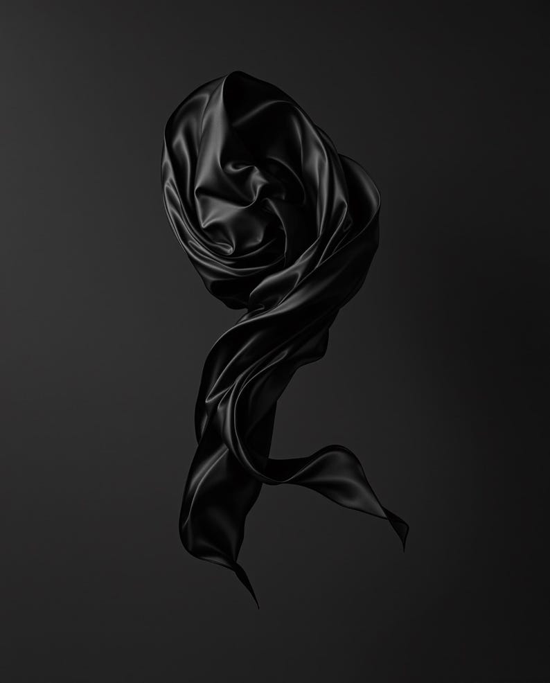Zestaw 8 czarnych jedwabnych grafik ściennych Stillwind, rzeźbiarskie abstrakcyjne wydruki artystyczne, ciemna minimalistyczna monochromatyczna dekoracja, pobieranie cyfrowe zdjęcie 2