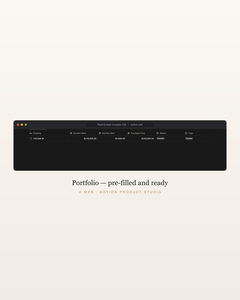 Real Estate Investor Notion Template, Rental Property Tracker, Deal Analyzer, Cap Rate & Cash Flow, Portfolio Manager, Instant Download image 4