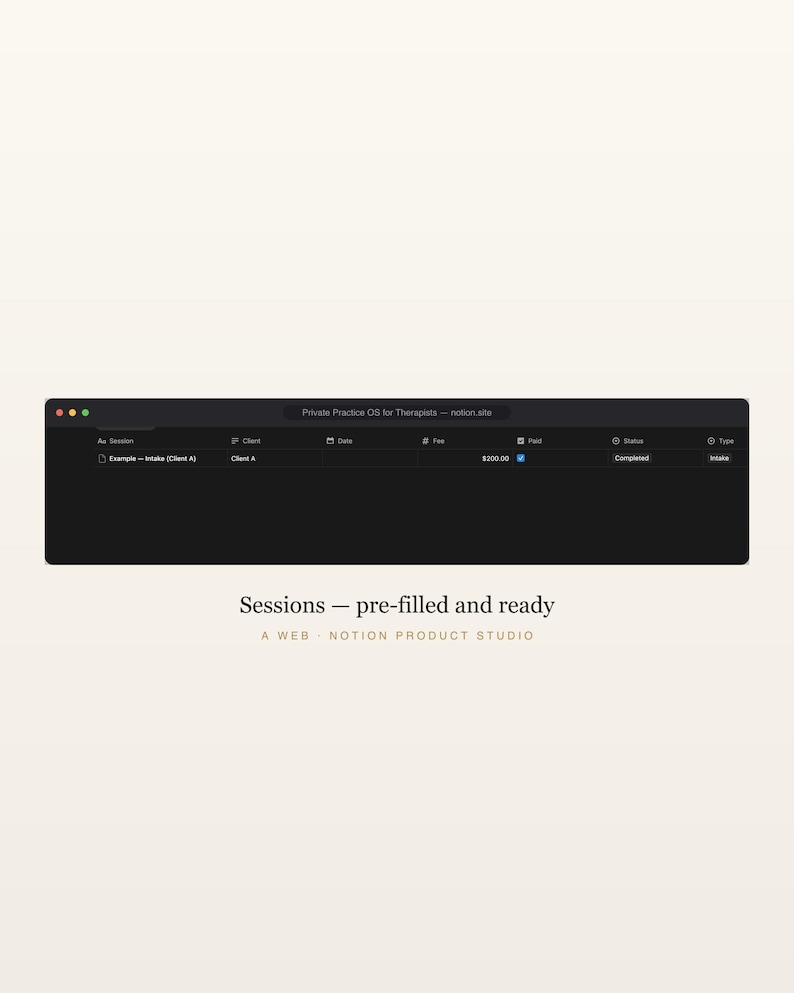 Therapeut Notion Template, Privatpraxis-Manager, Caseload & Klient Tracker, Therapie Business Planer, Sofort Download Bild 4
