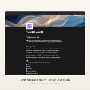 Freight Broker Notion Template, Carrier & Load Tracker, Trucking Dispatch CRM, FMCSA Compliance and Margin Tracker, Instant Download image 2