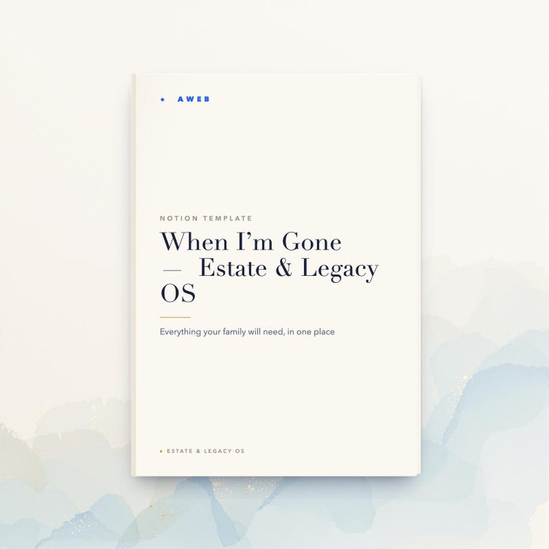 Estate Planning Notion Template, When I'm Gone Organizer, Final Wishes & Legacy Binder, Important Documents Planner, Instant Download image 1