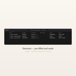 Podcast Guesting Notion Template, Directory of Shows That Want Guests, Guest Pitch Tracker and Templates, PR Toolkit, Instant Download image 3