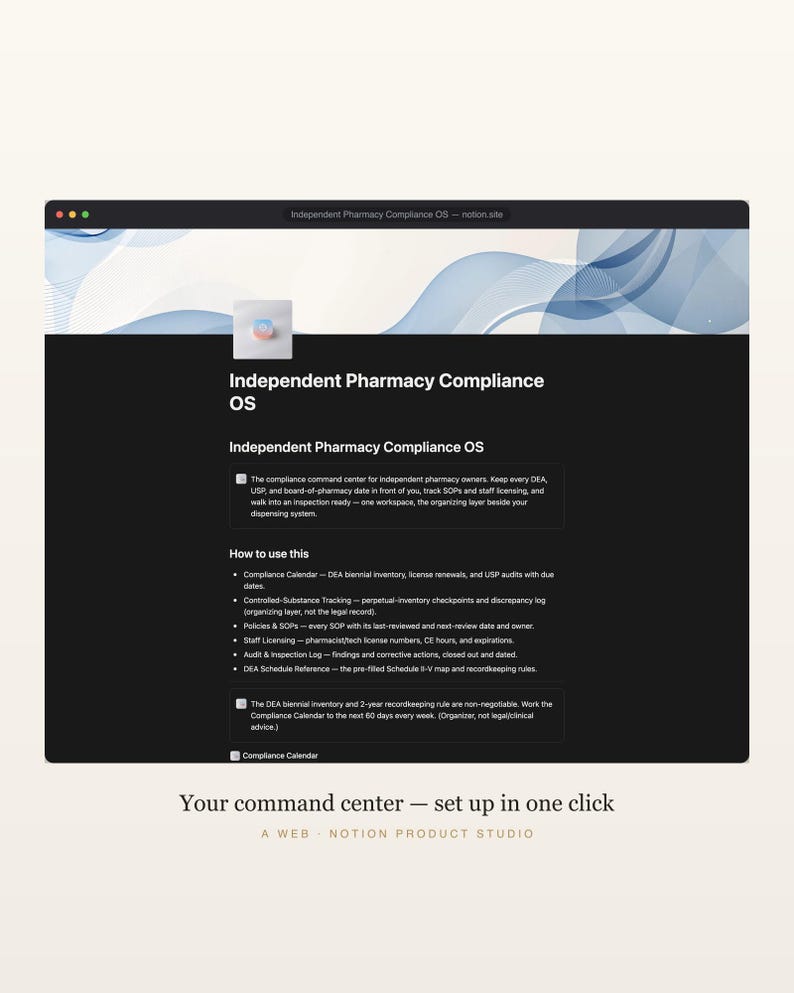 Plantilla de Nociones de Cumplimiento Farmacéutico, Rastreador DEA y USP, Kit de Herramientas SOP para Farmacéuticos, Registro de Sustancias Controladas, Preparación para Inspecciones, Descargar imagen 2