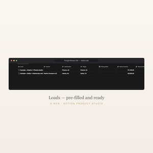 Freight Broker Notion Template, Carrier & Load Tracker, Trucking Dispatch CRM, FMCSA Compliance and Margin Tracker, Instant Download image 4