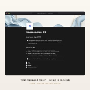 CRM para agentes de seguros Notion, seguimiento de pólizas y renovaciones, gestor de clientes para agentes independientes, seguimiento de comisiones, descarga instantánea. imagen 2