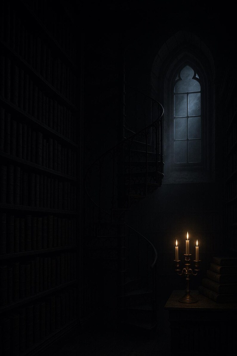 Dark Academia Wall Art Set of 12, Gothic Library Candlelit Prints, Moody Book Lover Fine Art, Harry Potter Aesthetic Download image 3
