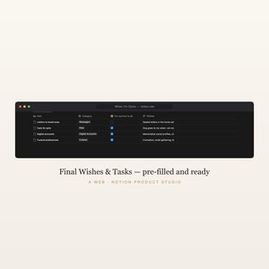 Estate Planning Notion Template, When I'm Gone Organizer, Final Wishes & Legacy Binder, Important Documents Planner, Instant Download image 6