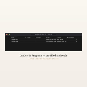 CRM Notion para agentes hipotecarios, seguimiento de cartera de préstamos y referencias, seguimiento de comisiones y refinanciaciones, kit de herramientas para originadores, descarga instantánea. imagen 6