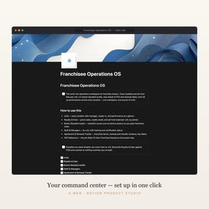 Franchisee Operations Notion Template, Multi-Unit Royalty & Fee Tracker, FDD and Brand-Standard Audit Toolkit, Franchise Owner, Download image 2
