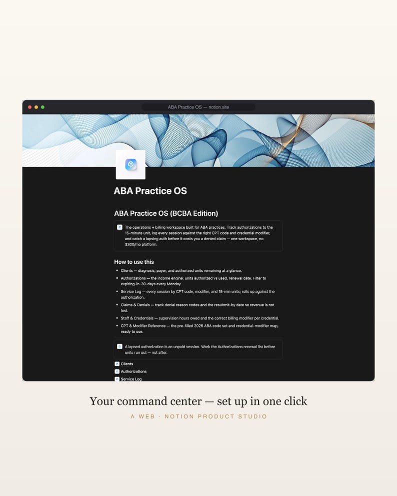 Modello di nozione di pratica ABA, strumento di monitoraggio clienti e autorizzazioni BCBA, fatturazione delle sessioni per unità CPT, kit di strumenti per analisti del comportamento, download immediato immagine 2