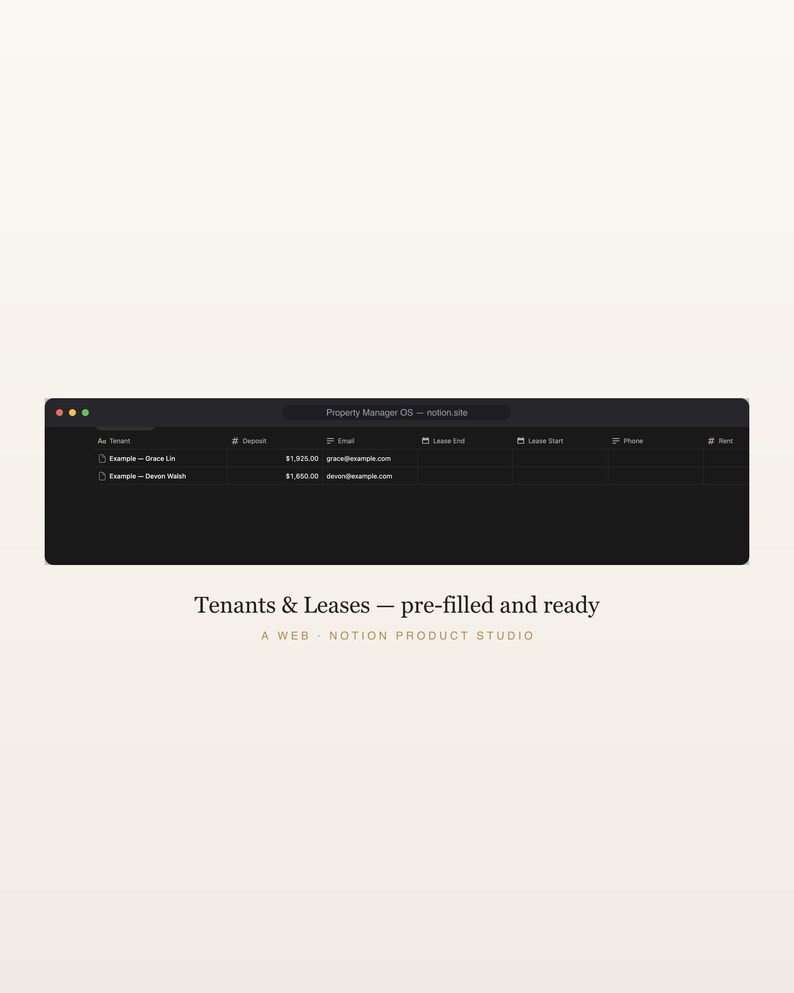 Property Manager Notion Template, Rent Roll & Lease Tracker, Landlord Property Manager, Maintenance and Tenant Tracker, Instant Download image 4