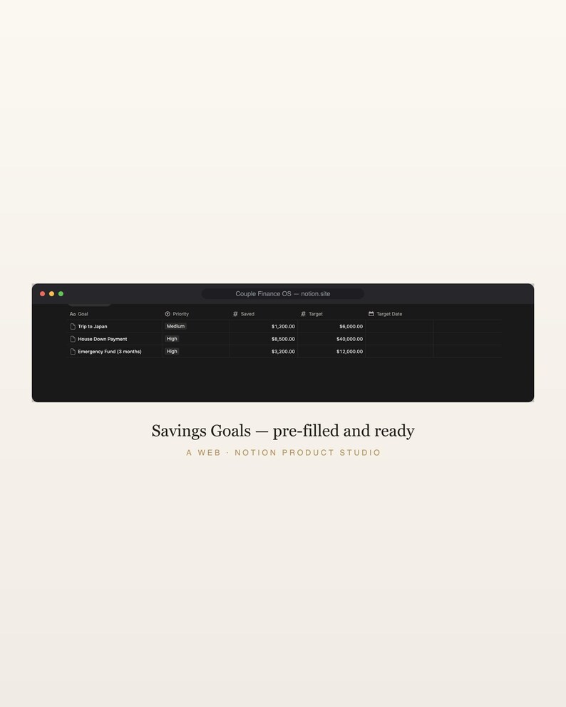 Couple Finance Notion Template, Shared Budget Tracker for Couples, Joint Money Planner, Debt & Savings, Newlywed Budget, Instant Download image 5