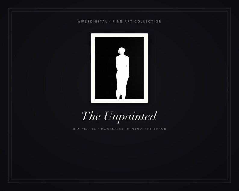 The Unpainted Figure Art Set of 8, Black and White Silhouette Wall Art, Minimalist Nude Figure Prints, Modern Digital Download image 2