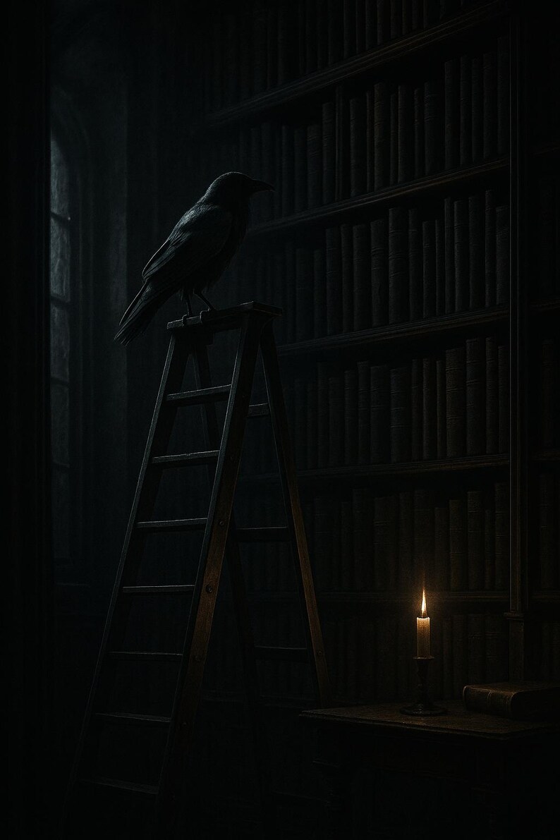 Dark Academia Wall Art Set of 12, Gothic Library Candlelit Prints, Moody Book Lover Fine Art, Harry Potter Aesthetic Download image 1