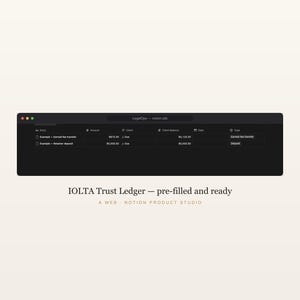 Law Firm Notion Template, Legal Practice OS, Matter and Deadline Tracker, IOLTA Trust Ledger, Attorney Toolkit, Instant Download image 6