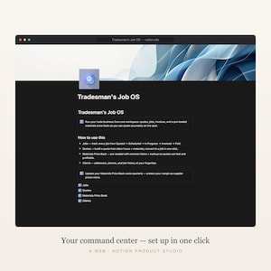 Contractor Notion Template, Tradesman Job & Quote Tracker, Subcontractor and Change-Order Log, Construction CRM, Instant Download image 2