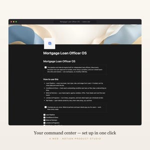 CRM Notion para agentes hipotecarios, seguimiento de cartera de préstamos y referencias, seguimiento de comisiones y refinanciaciones, kit de herramientas para originadores, descarga instantánea. imagen 2