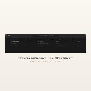 CRM para agentes de seguros Notion, seguimiento de pólizas y renovaciones, gestor de clientes para agentes independientes, seguimiento de comisiones, descarga instantánea. imagen 6
