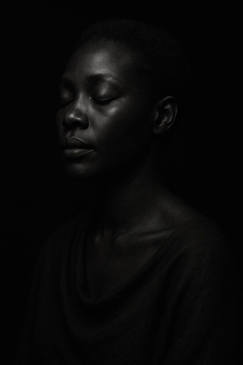 Black Woman Wall Art Set of 12, Fine Art Portrait Photography, Black & White Sculptural Prints, Elegant Home Decor, Digital Download image 6