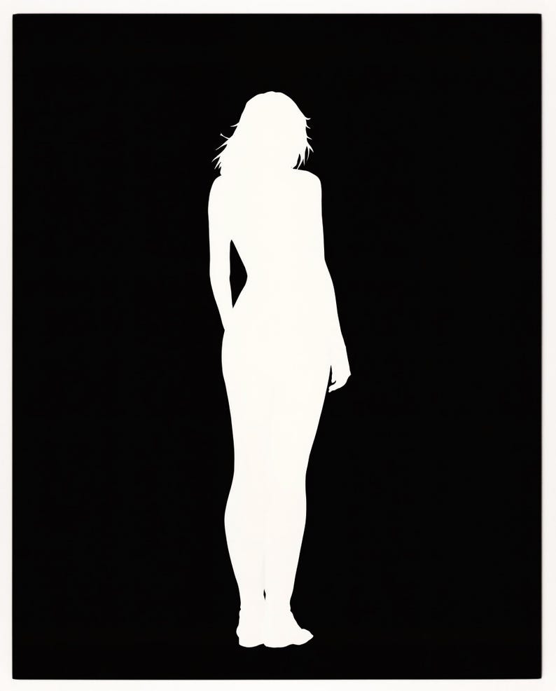 The Unpainted Figure Art Set of 8, Black and White Silhouette Wall Art, Minimalist Nude Figure Prints, Modern Digital Download image 9