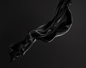 Stillwind Black Silk Wall Art Set of 8, Sculptural Abstract Fine Art Prints, Dark Minimalist Monochrome Decor, Digital Download