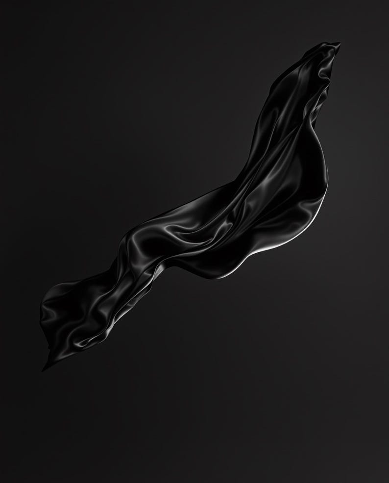 Zestaw 8 czarnych jedwabnych grafik ściennych Stillwind, rzeźbiarskie abstrakcyjne wydruki artystyczne, ciemna minimalistyczna monochromatyczna dekoracja, pobieranie cyfrowe zdjęcie 1