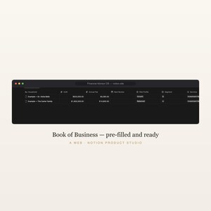 Notion crm, Kunden- und AUM-Tracker, RIA Meditationsplaner, Bewertungs- und Standard-Tracker, Adviser Toolkit, Sofort-Download Bild 3