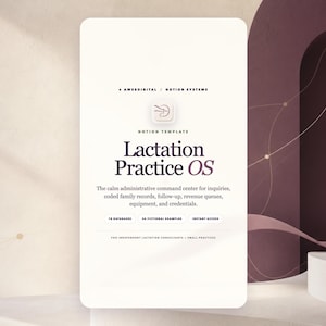 Lactation Consultant Notion Template, IBCLC Private Practice CRM, Client Visit Superbill & Feeding Note Tracker, Revenue Dashboard, Digital image 1