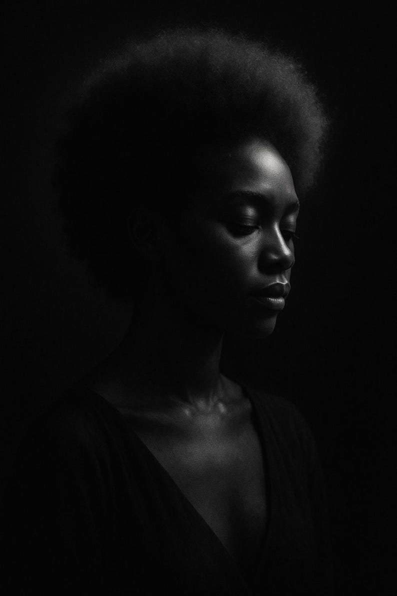 Black Woman Wall Art Set of 12, Fine Art Portrait Photography, Black & White Sculptural Prints, Elegant Home Decor, Digital Download image 5
