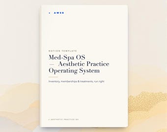 Med Spa Notion Template, Aesthetic Practice OS, Treatment Inventory and Membership Manager, Esthetician Business Planner, Instant Download