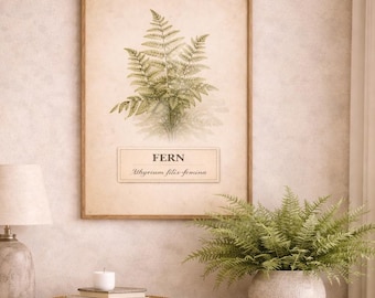 Vintage Fern Botanical Print Antique Woodland Illustration Cottagecore Nature Wall Art Instant Download